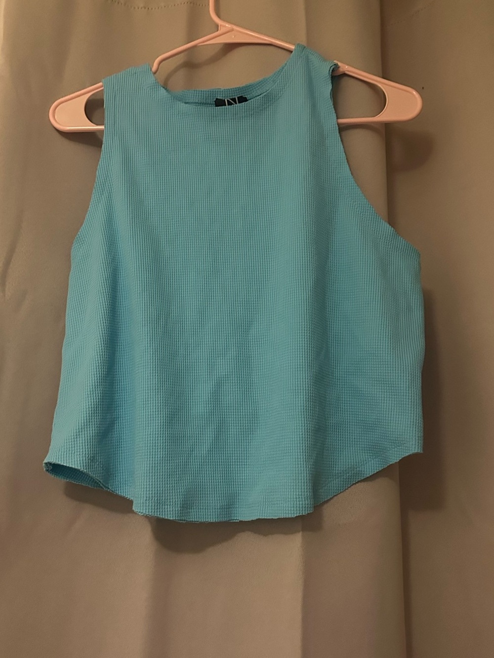 naked wardrobe Light Blue Sleeveless Ribbed Tank
